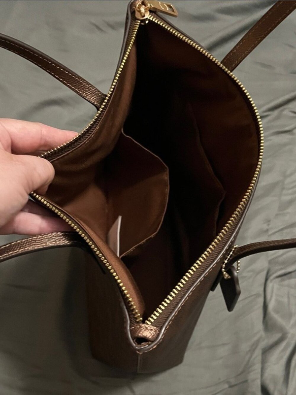 Coach Metallic Bronze Signature Canvas Mini Tote Bag (Style CW390) - Picture 8 of 14